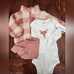 Carter's Pink Buffalo Check Sherpa Outfit